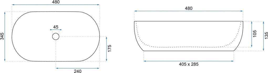 Rea Amelia Wood, asztali mosogató 480x345x135 mm, fautánzat-matt barna, REA-U5060
