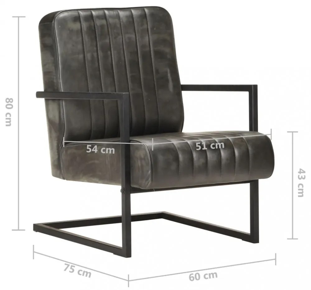 vidaXL kopott szürke valódi bőr szánkótalpas fotel