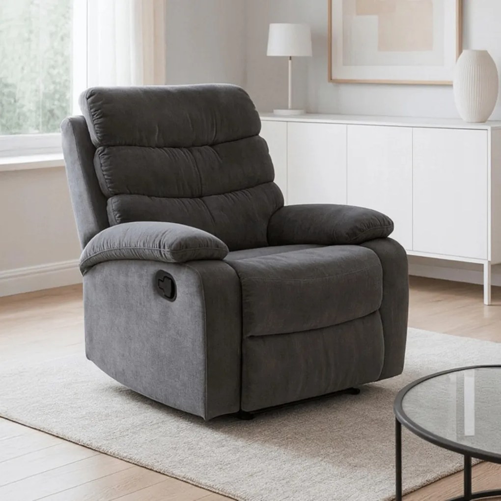 KOBE ággyá alakítható fotel szürke velúr kárpittal – modern relax fotel