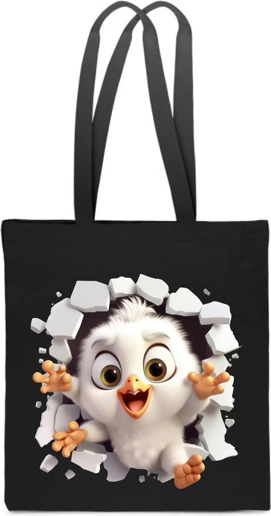 Öko Táska Pamut fekete lyuk Csirke Madár tyúk TT_541