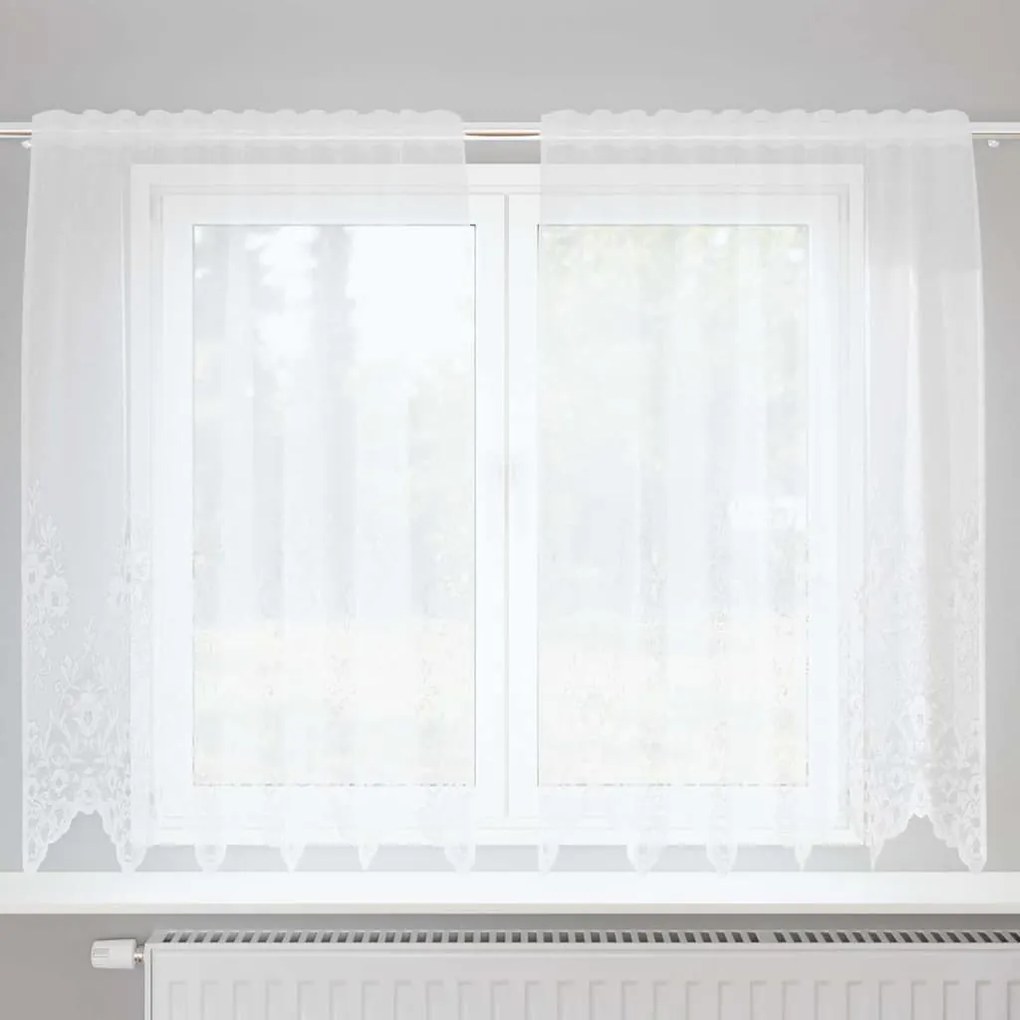 Függönyök függönyökkel Virágos Fehér 150 x 140 cm Poliészter