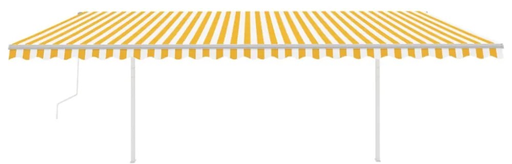 sárga-fehér automata szélérzékelős és LED-es napellenző 6x3,5 m