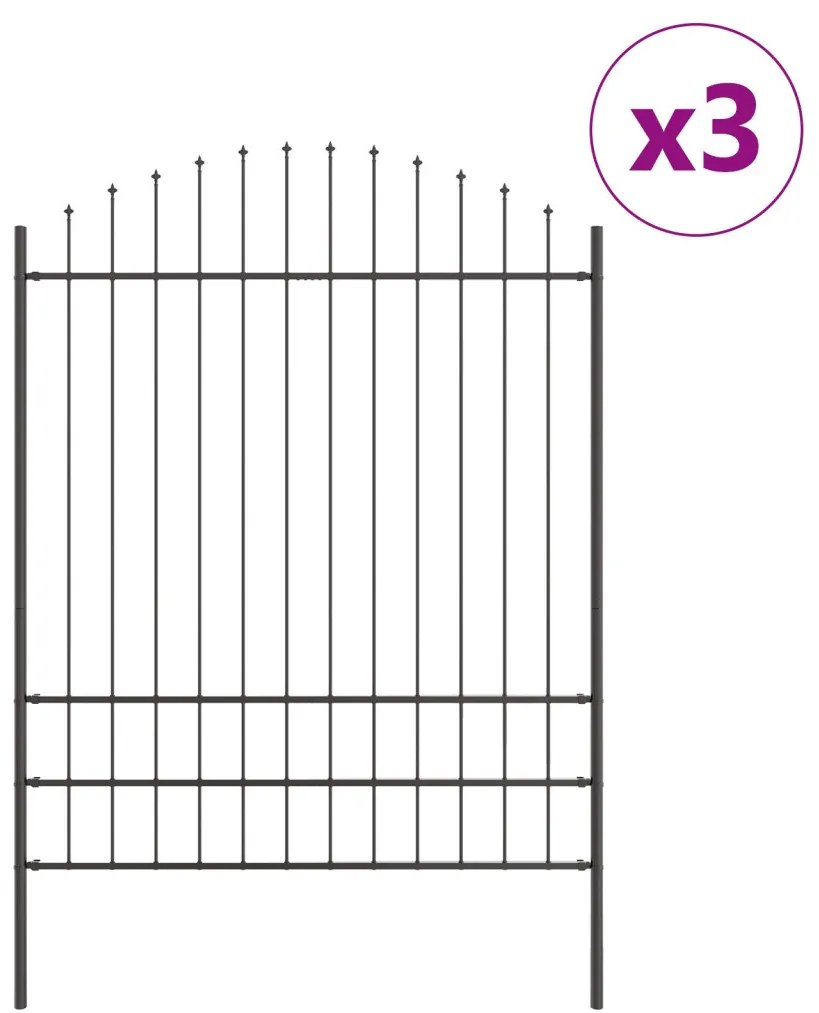 Kerti Kerítés Íves Felső Szürke 5.1x2 m Acél