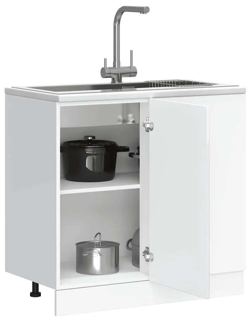 konyhai alsószekrény Lucca" magasfényű fehér, rétegelt fa"