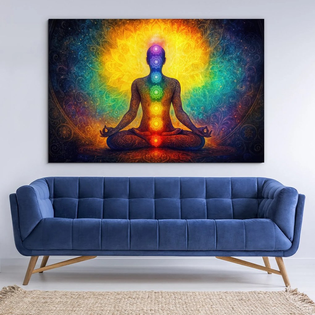 DUBLEZ | Fából készült meditációs kép - Jóga és csakrák