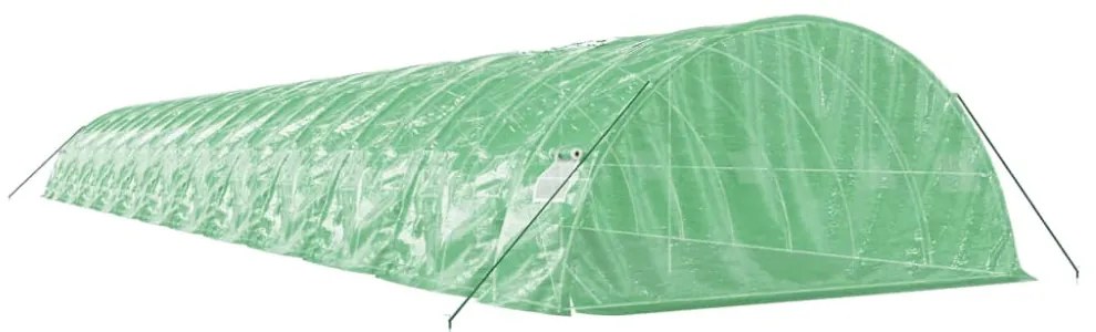 zöld acélvázas melegház 120 m² 24 x 5 x 2,3 m