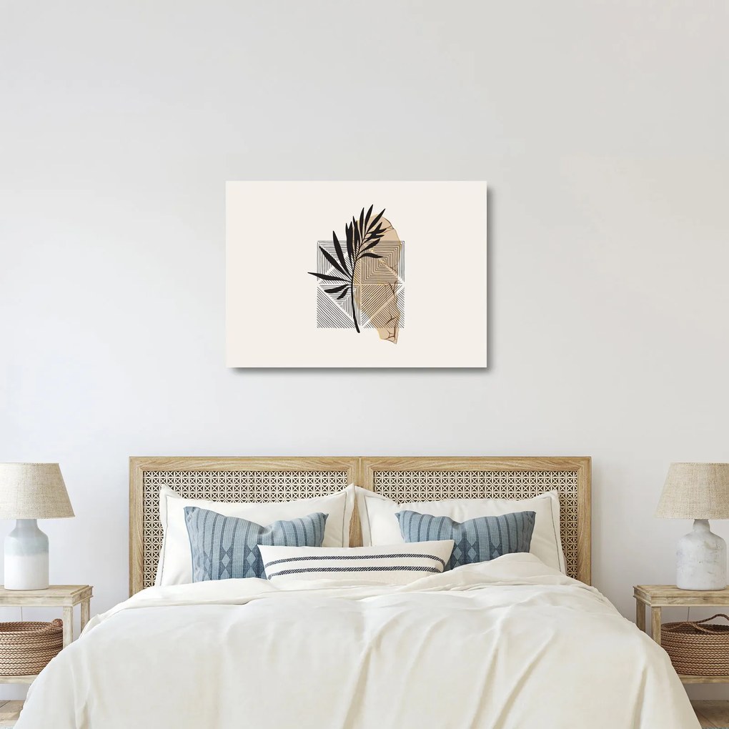 Üveg kép - Absztrakció trópusi levelekkel N⁰1 (70x50 cm)
