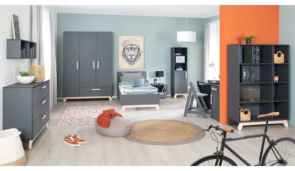 Fekete gyerekágy 90x200 cm Jara – Roba