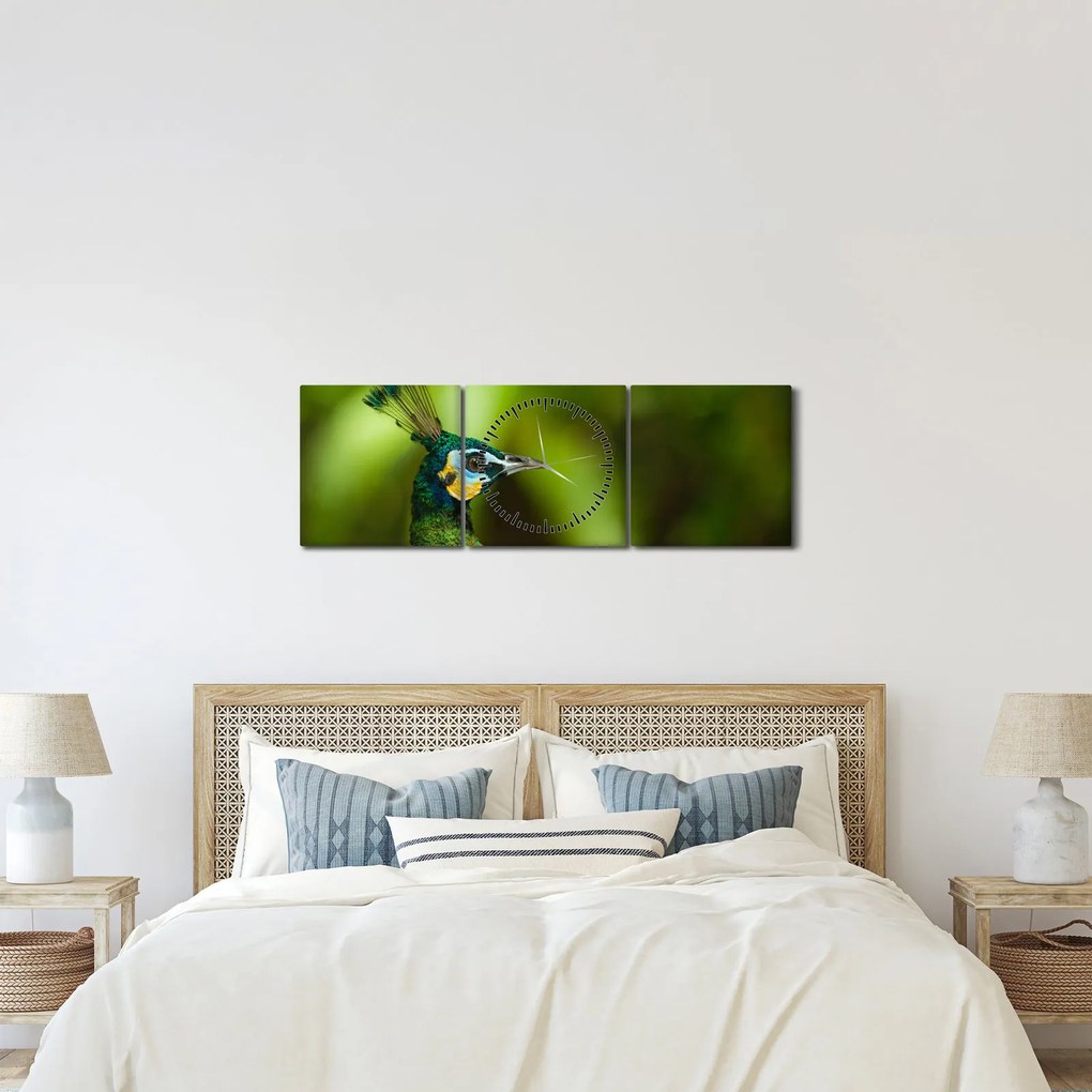 Páva képe (órával) (90x30 cm)