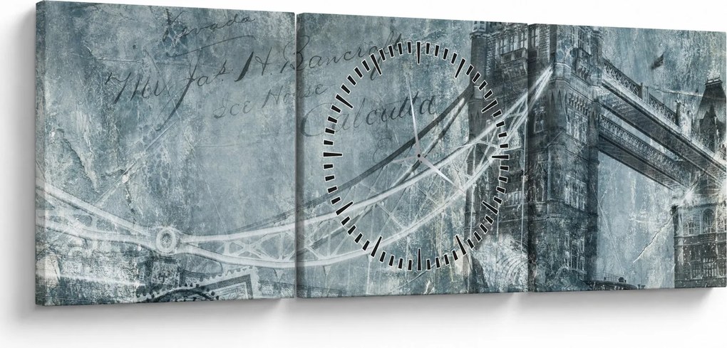 Kép - Tower Bridge hideg tónusokkal (órával) (90x30 cm)
