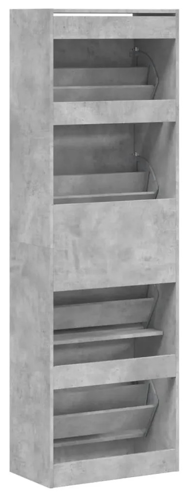 betonszürke cipőszekrény 4 kihajtható fiókkal 60x34x187,5 cm