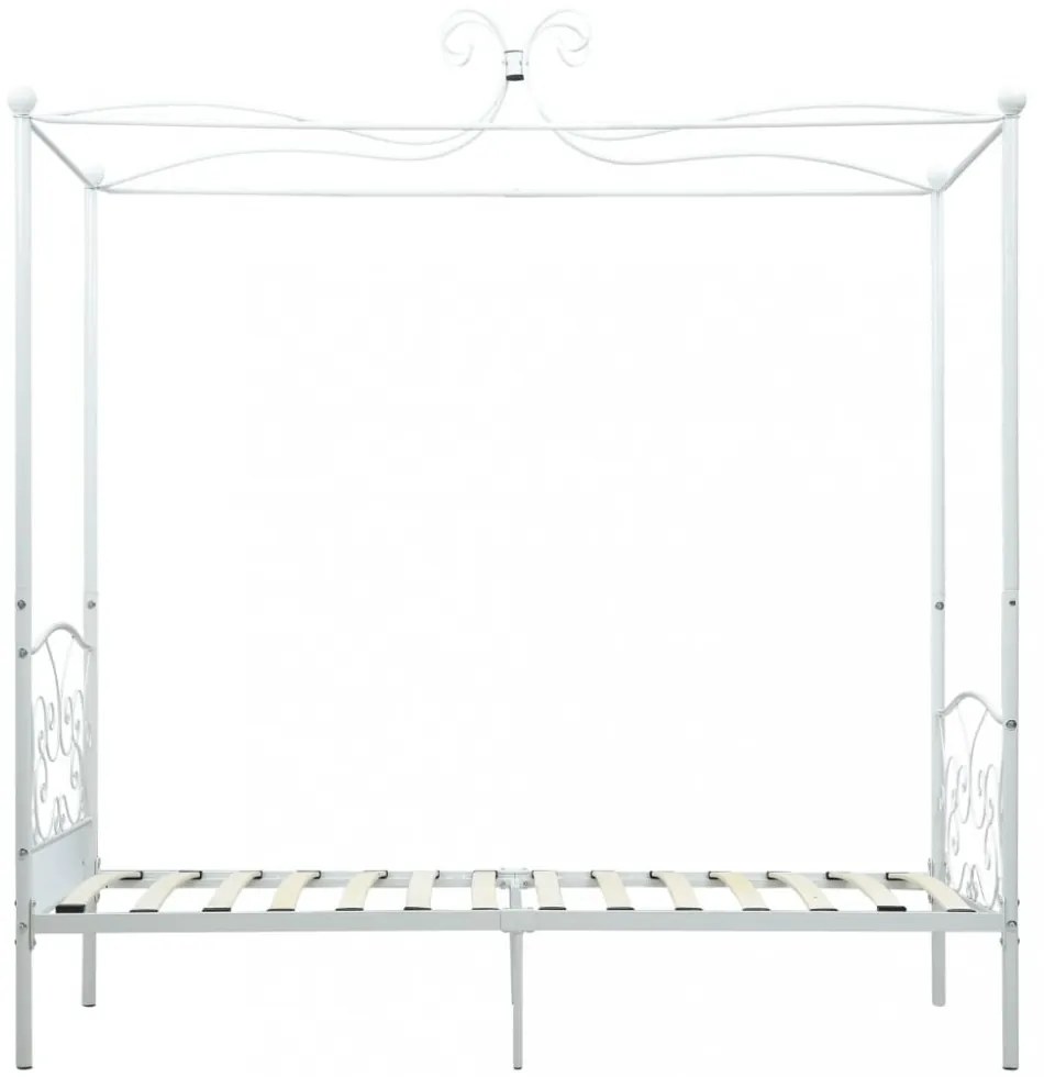 fehér fém baldachinos ágykeret 100 x 200 cm