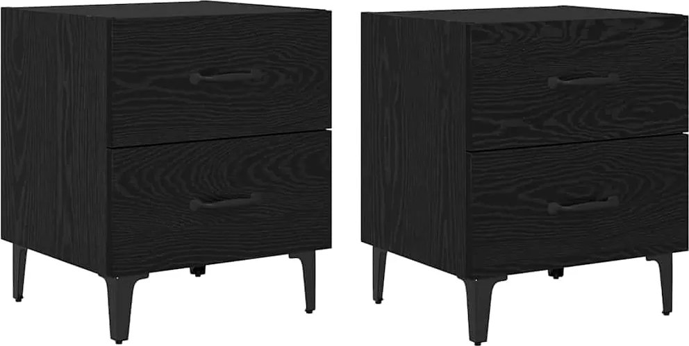 vidaXL Ágyat tartó szekrény 2 pcs Fekete tölgy 40 x 35 x 47,5 cm