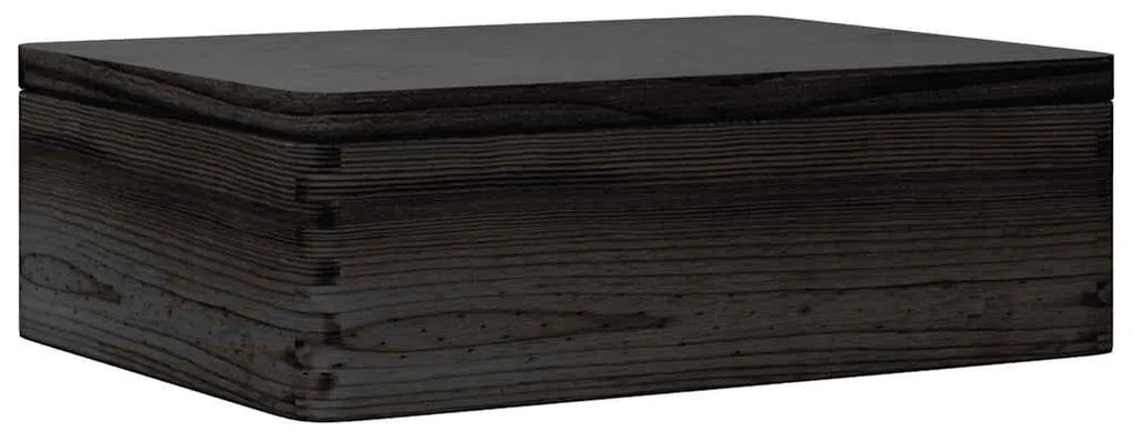 Fa doboz tetővel Fekete 40x30x13 cm tömör fa fenyő