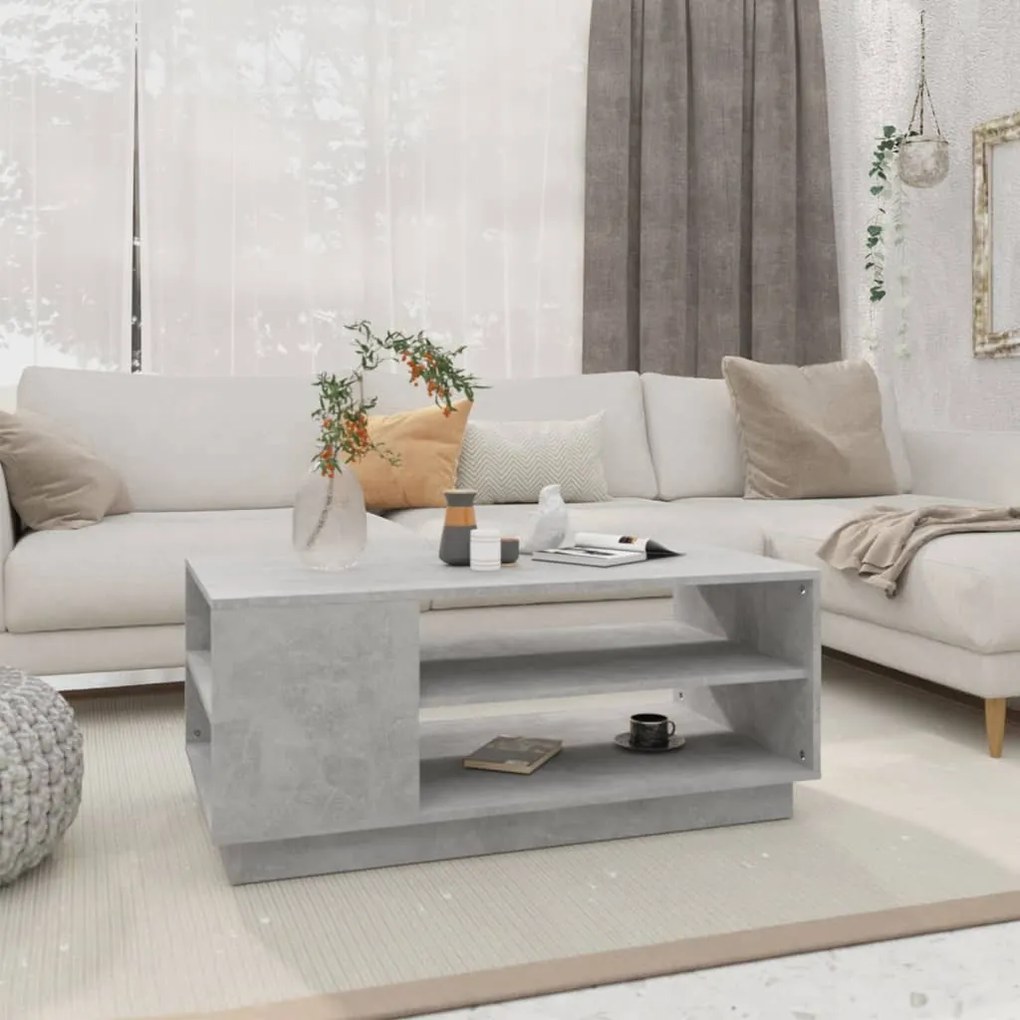 Betonszürke szerelt fa dohányzóasztal 102x55x43 cm