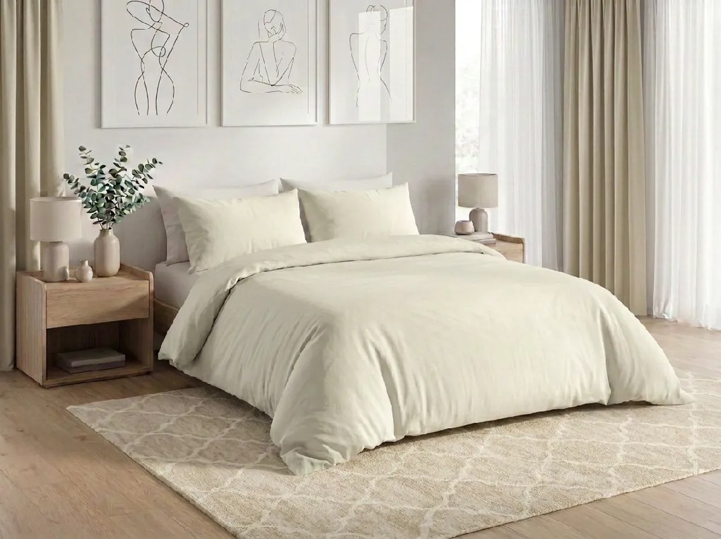 Pamut ágynemű CALMORA világos bézs Ágyneműhuzat mérete: 2 db 70 x 90 cm | 160 x 220 cm