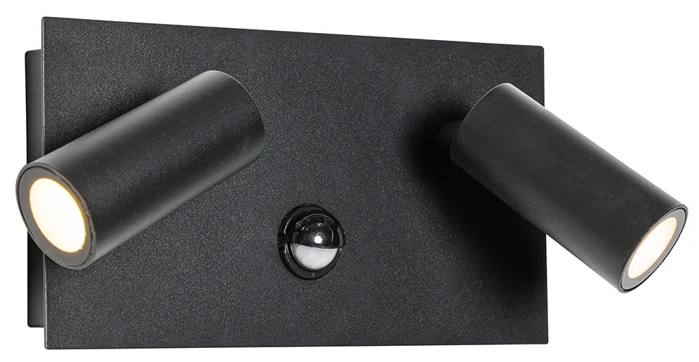 Kültéri fali lámpa fekete LED-del 2-lámpás mozgásérzékelővel - Simon