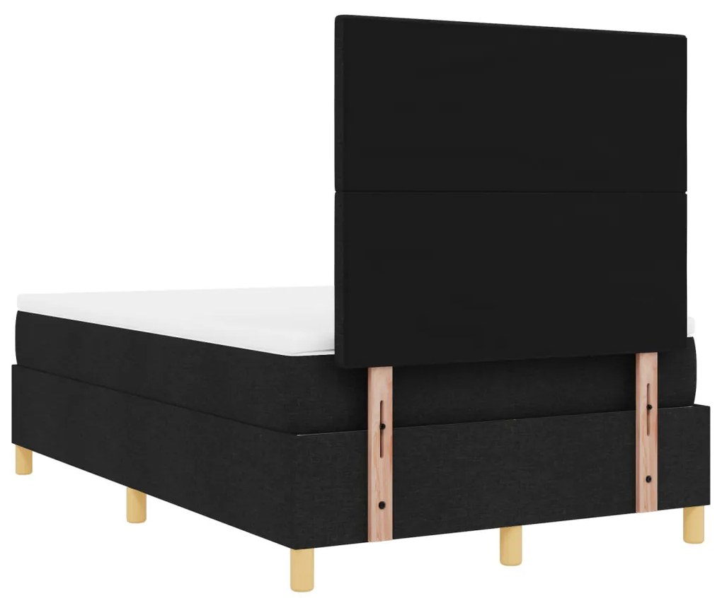 Boxspring ágy matraccal és LED világítással fekete 120x190 cm szövet