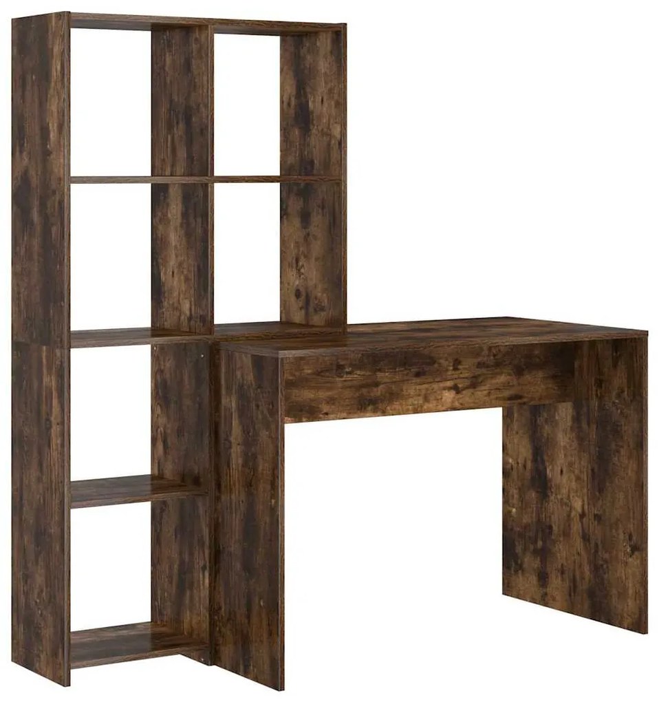 Asztal polcokkal Füstölt tölgy 138.5 x 55 x 143 cm Faanyag