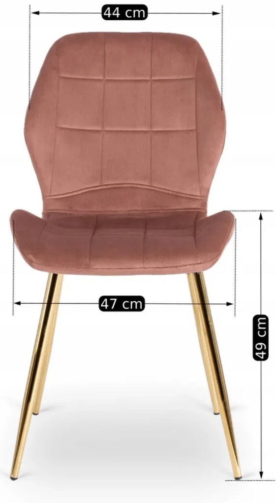 Elegáns Bársony Étkezőszék Rózsaszín/Arany Színben. IRYS