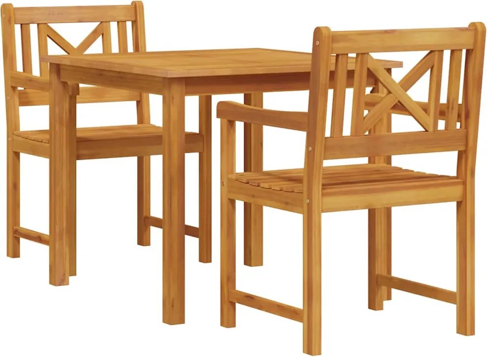 vidaXL Kert étkező szett 3 pcs Barna Tömör akácfa