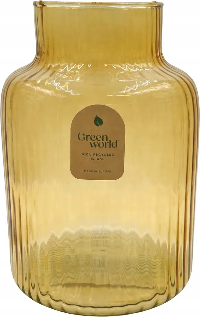 Green World üveg váza okker 25 cm 100% újrahasznosított