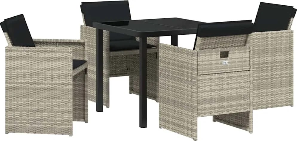 vidaXL Kert étkező szett 5 pcs Világosszürke polirattan