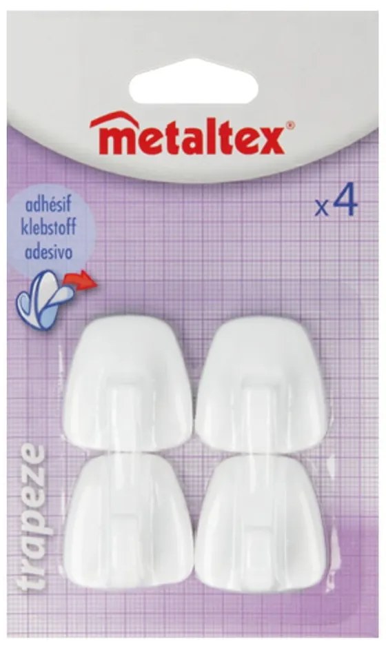 Fehér öntapadós műanyag akasztó szett 4 db-os – Metaltex