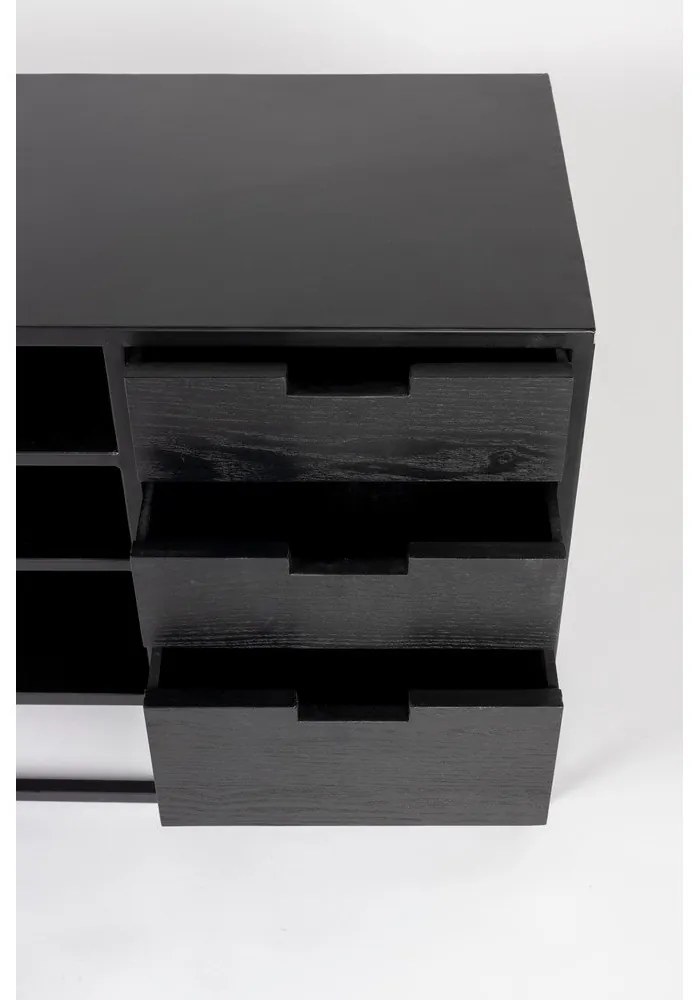 Fekete rattan TV-állvány 38x55 cm Guuji – White Label