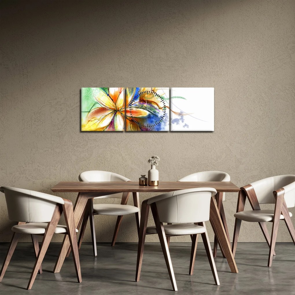 Kép - Virág (órával) (90x30 cm)