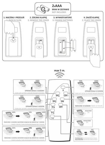 LED napelemes utcai lámpa szenzorral STREET 2xLED/6W/3,2V IP65 + DO