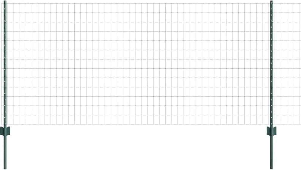 vidaXL Kerítés oszlopokkal Zöld 1 x 25 m Acél és PVC