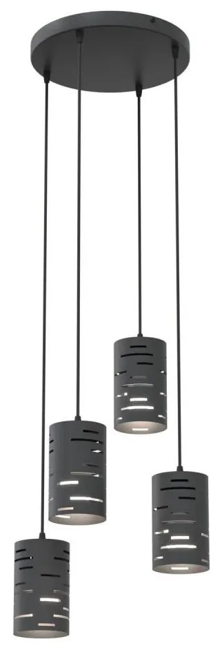 Csillár zsinóron TANK 4xE27/15W/230V fekete