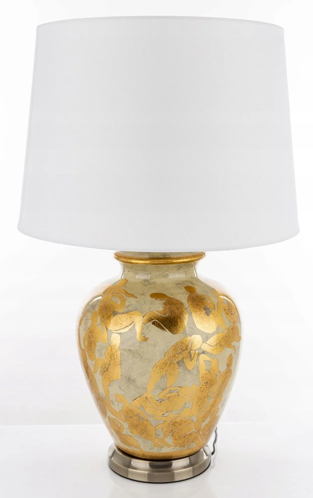 Asztali lámpa fényes lámpaernyővel kerámia klasszikus dekoratív lámpa