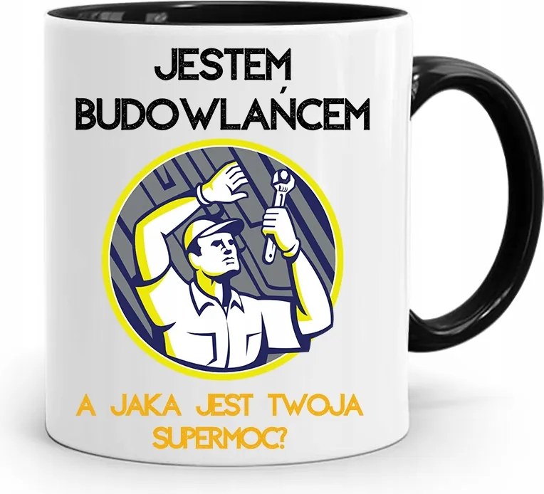 Bögre Fekete Építő Barkács Szakember Ajándék fényképes nyomtatással