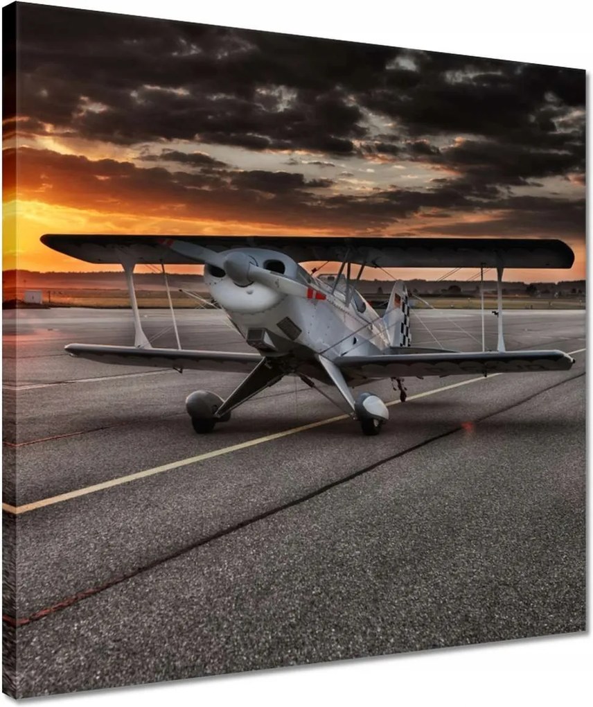 Vászonkép 40x40 Repülőgép naplemente