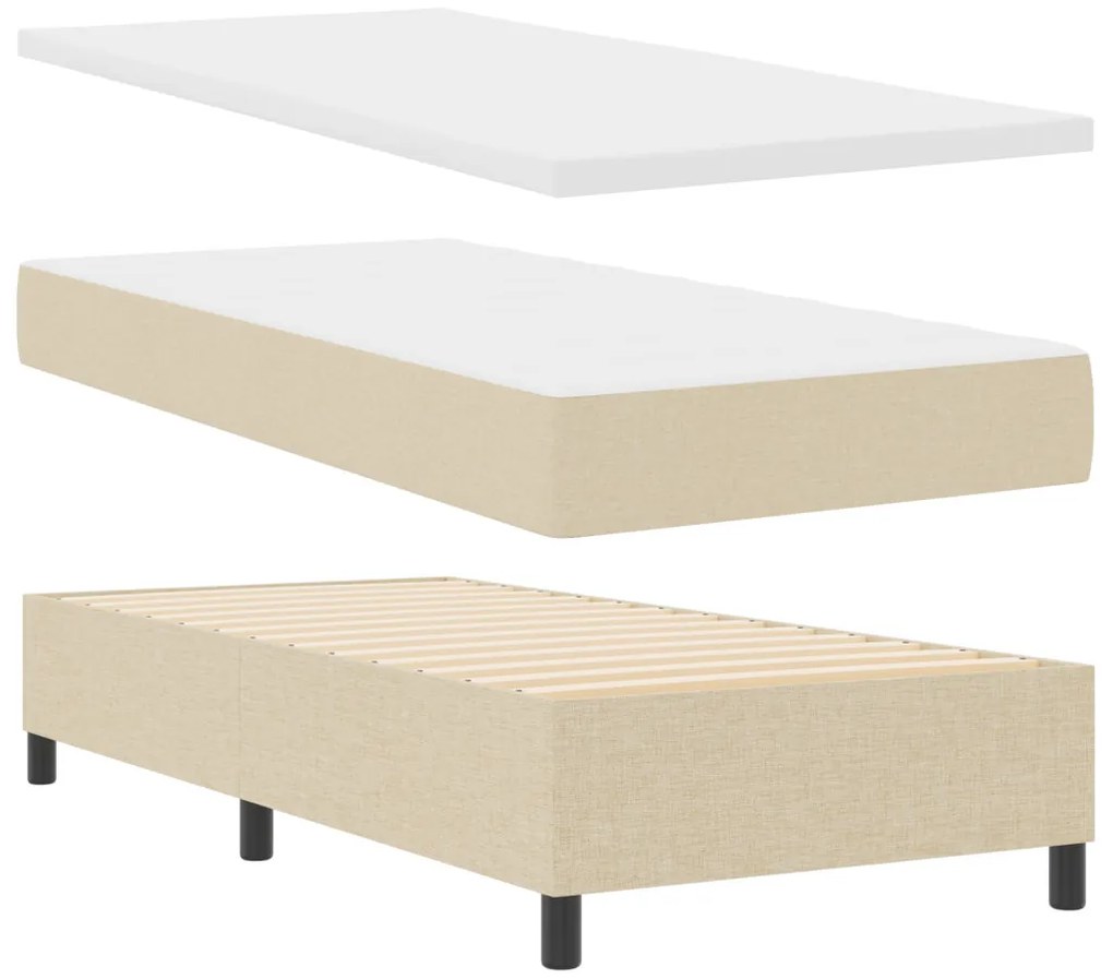 Boxspring ágy matraccal és paddal krém színben 90x200 cm szövet