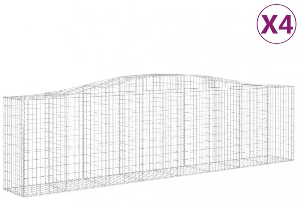 vidaXL 4 db íves horganyzott vas gabion kosár 400x50x100/120 cm