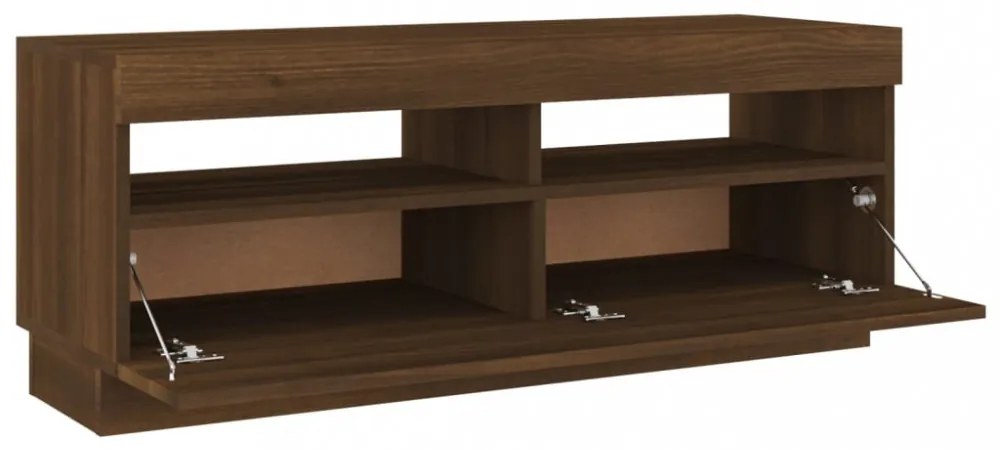 barna tölgyszínű TV-szekrény LED-világítással 100 x 35 x 40 cm
