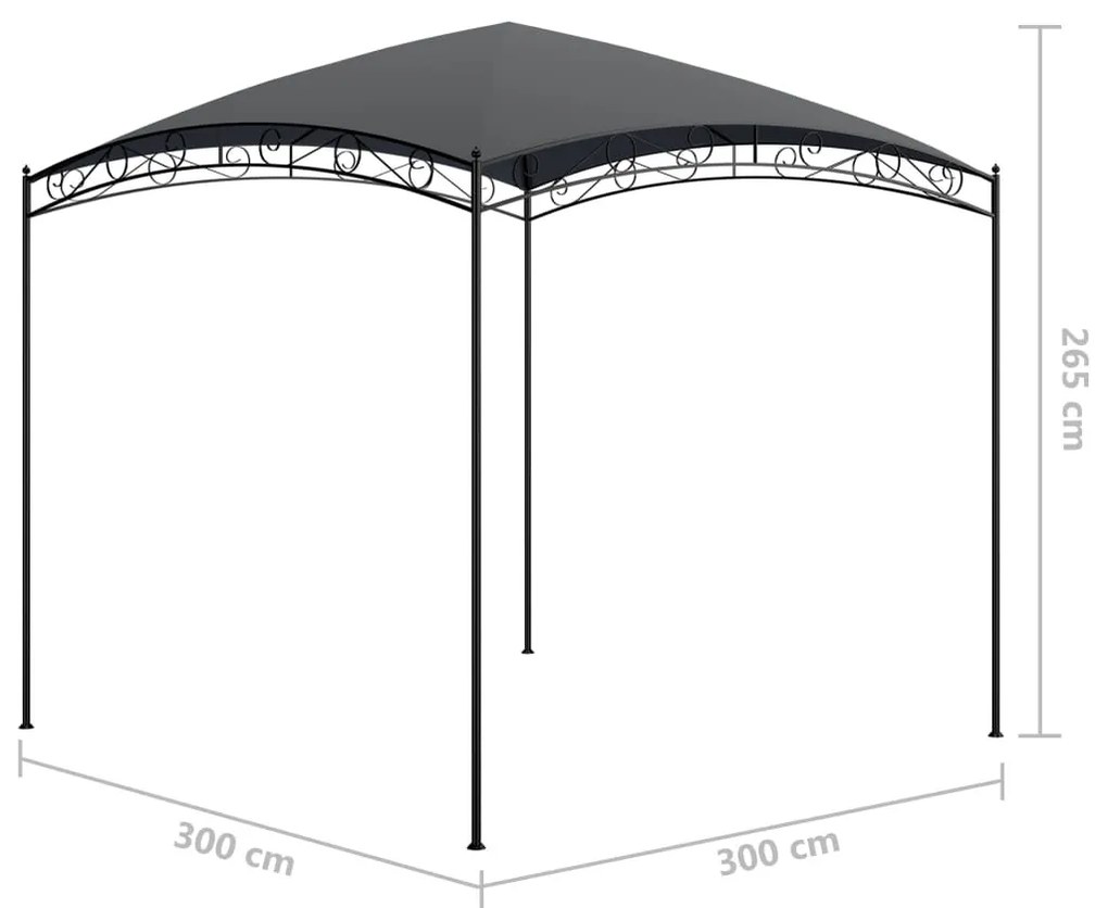 Antracitszürke pavilon 3 x 3 x 2,65 m 180 g/m²