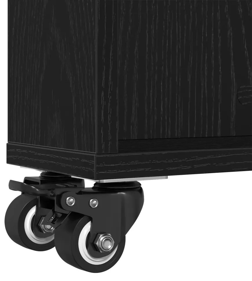 Keskeny Tároló Kerekes Trolley Fekete Tölgy 48x13x68 cm Műanyag