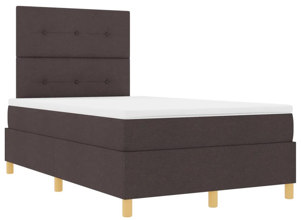 Box Spring ágy matraccal és LED világítással, sötétbarna 120x190 cm szövet