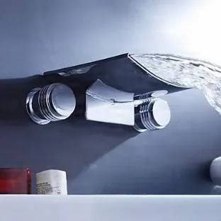 Fali mosdócsaptelep EYN SU4442 vízeséskifolyóval, króm és grafitszürke, krómozott részletekkel