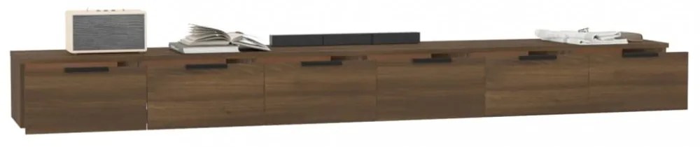 2 db barna tölgy színű szerelt fa faliszekrény 102 x 30 x 20 cm