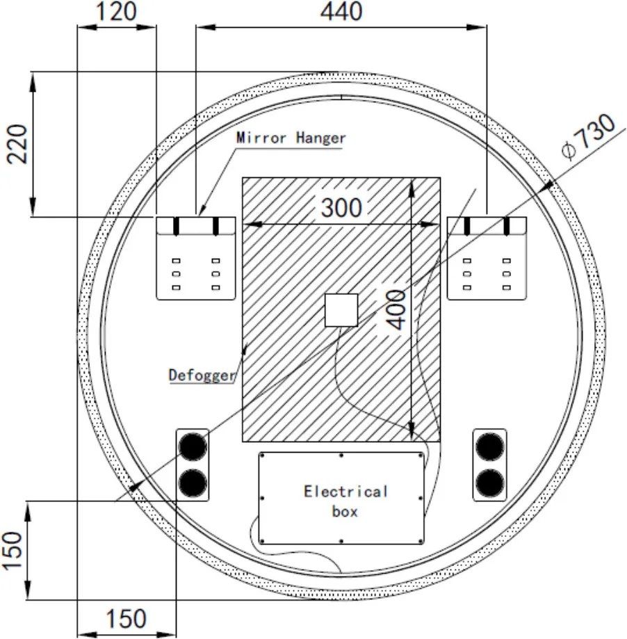 Kerek fürdőszobai LED tükör Ø80cm | Bluetooth hangszóró - Páramentesítő - Óra - Fényerő és színhőmérséklet szabályozás | Welland Alpha