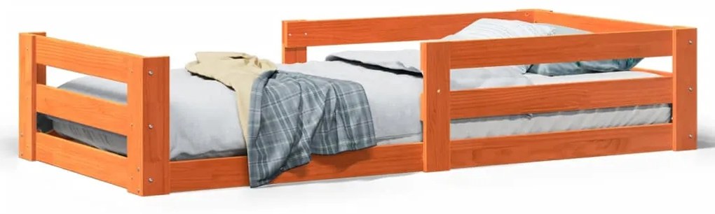 viaszbarna tömör fenyőfa ágy matrac nélkül 70 x 140 cm