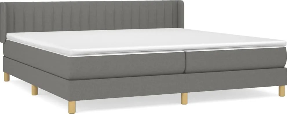 vidaXL sötétszürke szövet rugós ágy matraccal 200 x 200 cm