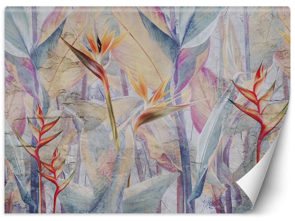 Gario Fotótapéta Pasztell színu levelek betont imitáló háttéren Anyag: Vlies, Méret: 150 x 105 cm
