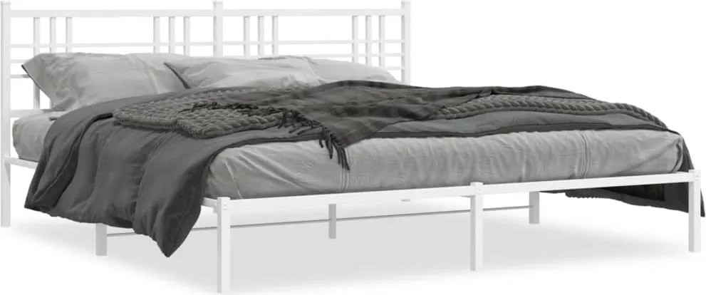 vidaXL fehér fém ágykeret fejtámlával 200 x 200 cm