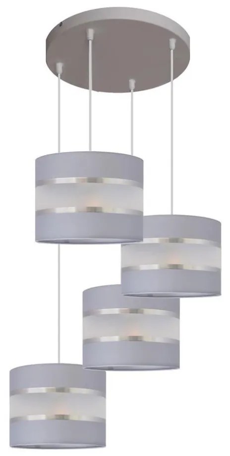 Csillár zsinóron HELEN 4xE27/15W/230V szürke/ezüst